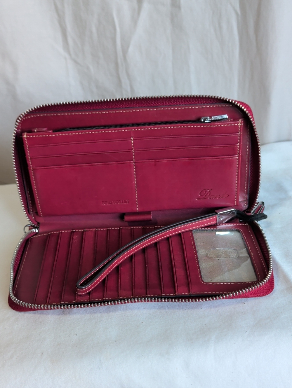 Dante Raspberry Zip-Around Leather Wristlet Wallet  Minimalist Date Night